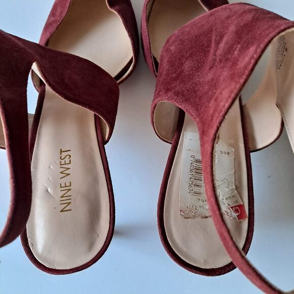 Nine West Salinda Suede Pointed Toe Ankle Strap Dress Pump Heels Red Womens 8.5 - Picture 11 of 12